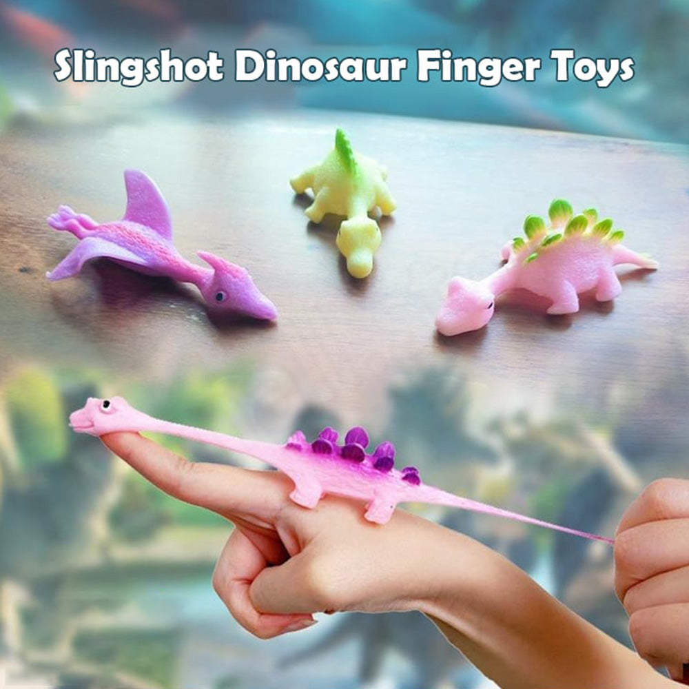 Pack of 10 - Slingshot Dinosaur Finger Toys